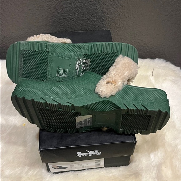 Coach Lola Green Clogs with Shearling Lining - Picture 6 of 9